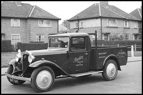 A pick-up truck built onto an Austin chassis.