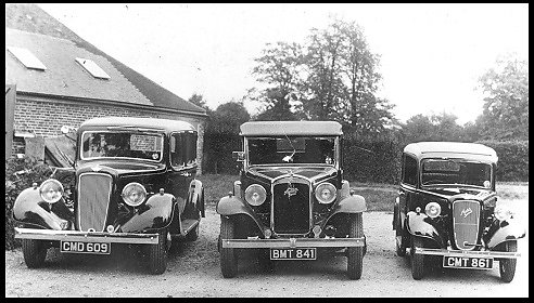 Three Austin cars pictures in the 1930’s.