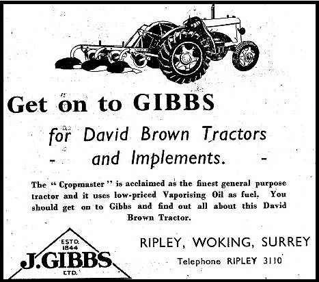 A Gibbs advertisement for David Brown tractors from the 1949.  