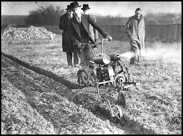 A rotavator being demonstrated to potential customers.  