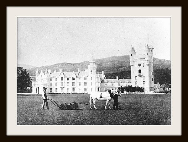 The  Ransomes Pony  mower in action at Balmoral Castle.