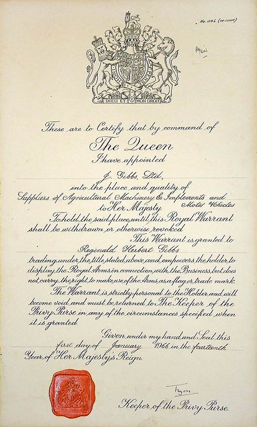 Royal Warrant of 1966.